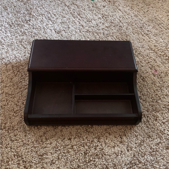 Dark Brown Wooden Desk/vanity/dresser Organizer !!!COMES WITH FREE MINI COLONGE - Picture 1 of 4